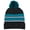 Black/Teal, variant on Girls Striped Knit Beanie Full Wrap Cuff & Top Pom 6 Color Combinations