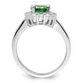 thumbnail image 2 of Auriga 925 Sterling Silver Rhodium Plated Green and Clear Cubic Zirconia Ring Size 6 for Women, 2 of 5