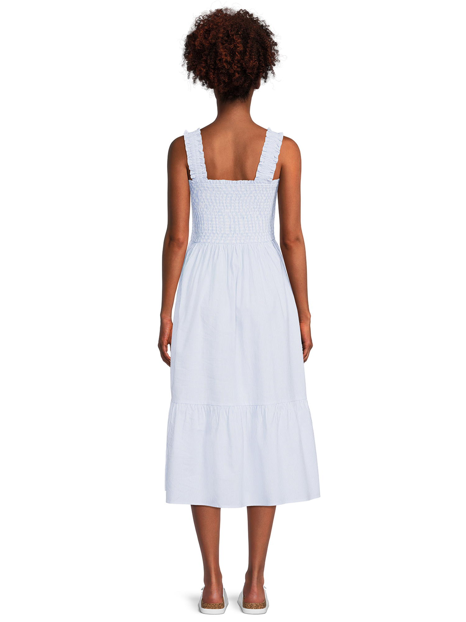 Time and Tru Women's Smocked Midi Dress with Ruffle Straps - image 3 of 5