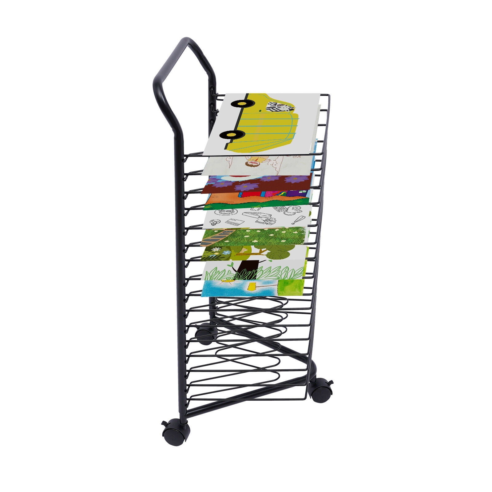 Metal Artwork Storage Display Rack Art Drying Rack - Sturdy Art Organizer  for Paintings and Drawings for Schools and Art Clubs - 16 Shelves - Steel
