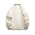 thumbnail image 3 of HOOMEUMY Mens Quilted Bomber Jackets 2025 Trendy Classic Solid Coat Turndown Collar Jacket Loose Fit Design Casual Workout Long Sleeve Clothes Fashion Beige XXXXL, 3 of 3