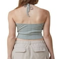 thumbnail image 3 of Women Lace Trim  Tops Solid Color/Print Tie-Up Halter Neck Sleeveless Vests Summer Slim Fit, 3 of 4