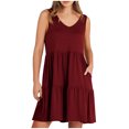 thumbnail image 2 of Summer Dresses for Women Casual Round-Neck Sleeveless High Waist Mini Sundresses, 2 of 9
