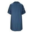 thumbnail image 6 of Casual Summer Dresses for Women Roll up Short Sleeve Loose Solid Shirt Dress Lapel V-Neck Flowy Short Dress for Women, 6 of 7