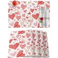 thumbnail image 2 of Valentines Placemats Heart Pink Red Valentines Day Place Mats for Dining Room Watercolor Romantic Love Heart Washable Table Mats for Kitchen Dining Decorations Set of 6, 2 of 6