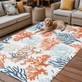 thumbnail image 2 of Fsddascl Ocean Coral Outdoor Rug for Patio/Deck/Porch, Non-Slip Large Area Rug 5 x 8 Ft, Gradient Orange Blue Brown Sage Green Aqua Indoor Outdoor Rugs Washable Area Rugs, Camping Rug Carpet, 2 of 5