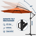 thumbnail image 2 of 10ft Offset Hanging Market Patio Umbrella with Easy Tilt Adjustment,Polyester Shade,8 Ribs for Backyard,Poolside,Lawn and Garden,Orange, 2 of 7