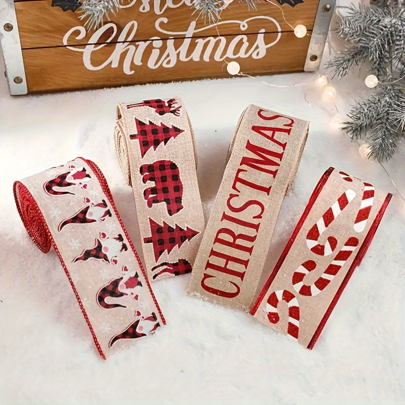 Christmas DIY Fabric Set – 4 Festive Patterned Cloth Pieces for Holiday Crafts & Decorations