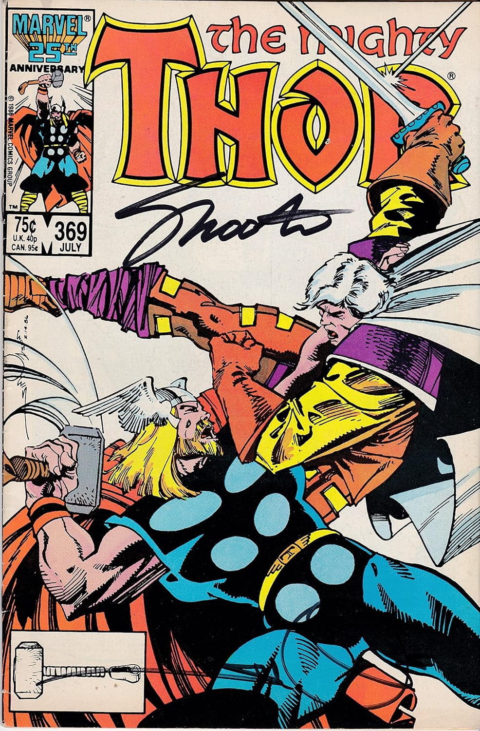 The Mighty Thor #369 VF/NM Signed Jim Shooter and Walt Simonson