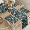 thumbnail image 2 of Ambesonne Mushroom Table Runner & Placemats, Forest Elements Pattern, Placemat 4 pcs + Runner 12"x72", Brown and Blue, 2 of 2