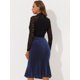 thumbnail image 4 of Falda de sirena de terciopelo Allegra K espalda elástica elegante femenina Azul oscuro XL, 4 of 5