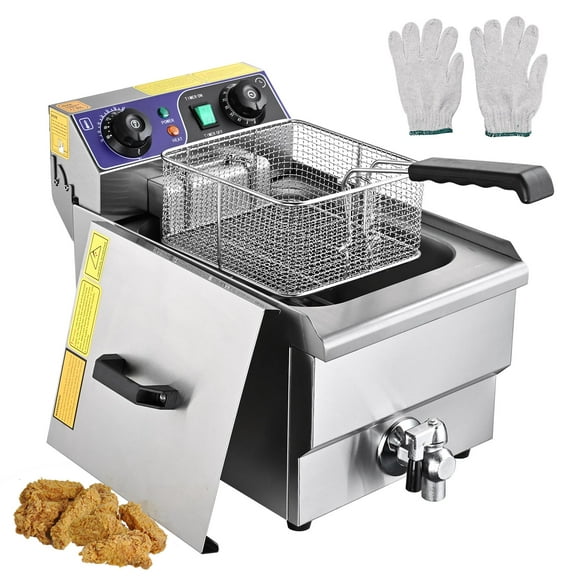 Wechef Commercial Professional Electric 11.7L Deep Fryer Timer and Drain Stainless Steel French Fry Restaurant Kitchen