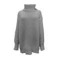 thumbnail image 3 of Herrnalise Womens 2024 Turtleneck Sweaters Cable Knit Long Sleeve Pullover Sweater Jumper Gray,XL, 3 of 5