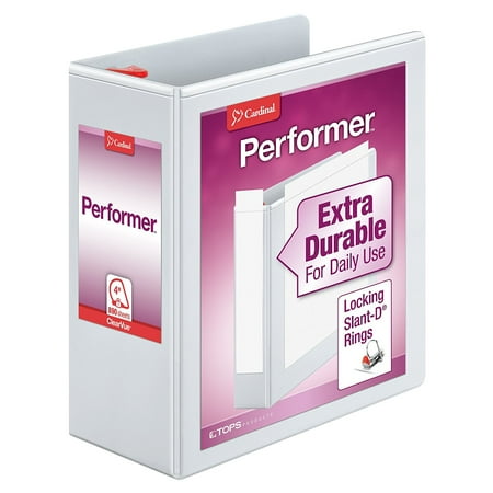 performer clearvue locking slant d ring binder 4 inch white 19050