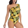 thumbnail image 3 of Gaeub Bee honey Women's One Shoulder Ruffle Tummy Control Swimwear for Swimming Surfing Beach Party - Large, 3 of 8