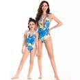 thumbnail image 6 of Mom and Daughter Matching Swimwear One Piece Swimsuit V Neck Vintage Print Parent-Child Swimsuit Women's Swimwear Girls' Little Girls 8-10Years, 6 of 8
