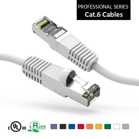 

ACCL 25Ft Cat6 Shielded (SSTP) Ethernet Network Booted Cable White 3 Pack