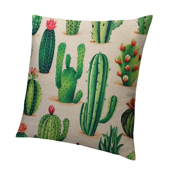 Watercolor Green Cactus Throw Pillow Case Cushion Cover Home Office Decorative for Sofa Living Room Square