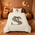 thumbnail image 2 of meiyoeat kawaii Bow Monogram Design Twin Duvet Cover,Leopard Print Initial S Twin Bedding,Black Reversible,2-Piece,1 Duvet Cover and 1 Pillowcase, 2 of 6