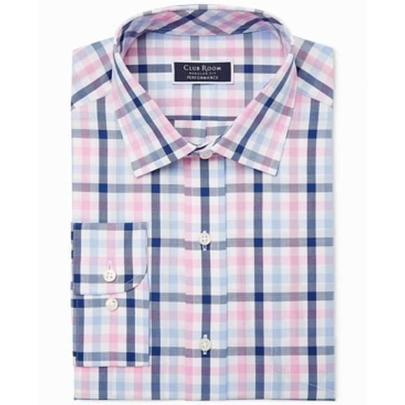 Mens Dress Shirt Multi-Gingham Plaid Regular Fit $55 15