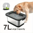 thumbnail image 2 of 1.85gal Heavy-Duty Stainless Steel Dog Water Bowl with XXL Non-Slip Spill-Proof Mat - Slow Feeder for Puppies & Large Dogs, Mess-Free Drinking, Indoor/Outdoor Pet Water Dispenser (No Spills, Durable), 2 of 8