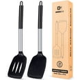 thumbnail image 1 of Bundlepro Pack of 2 Silicone Spatulas Turners, Non Stick Slotted and Solid Kitchen Utensils, 1 of 6