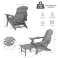 thumbnail image 5 of 2PCS Folding Adirondack Chair with Retractable Ottoman, HDPE All-Weather Resistant Adjustable Backrest Adirondack Chair w/4 in 1 Cup Holder Trays, Wood Texture Grey, 5 of 7
