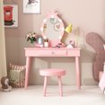 thumbnail image 2 of Veanerwood Kids Vanity Table & Stool Princess Dressing Makeup Set for Girls, Lighted Mirror, Pink, 2 of 12