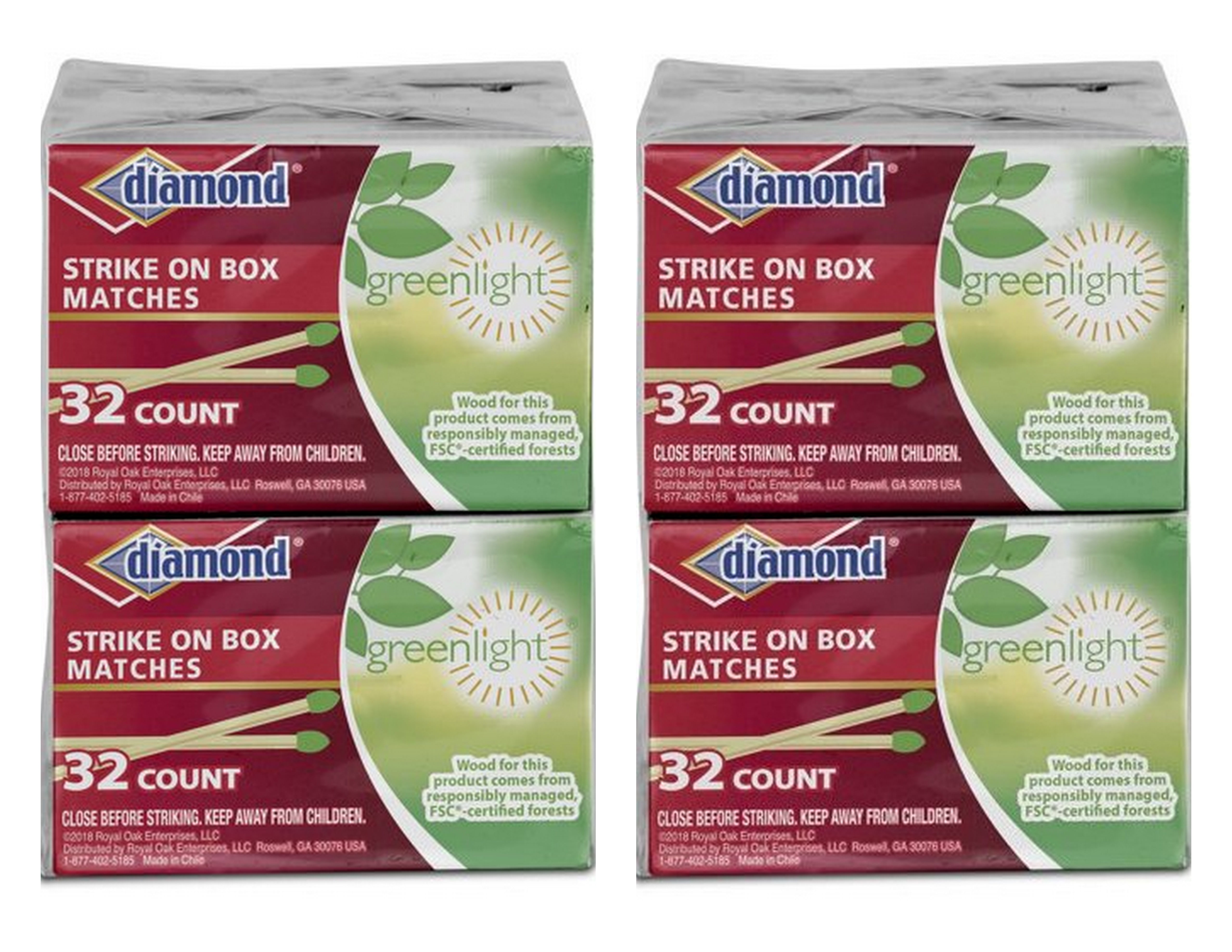 Diamond Greenlight Strike On Box Matches, 30 Packs for 32 Count Each