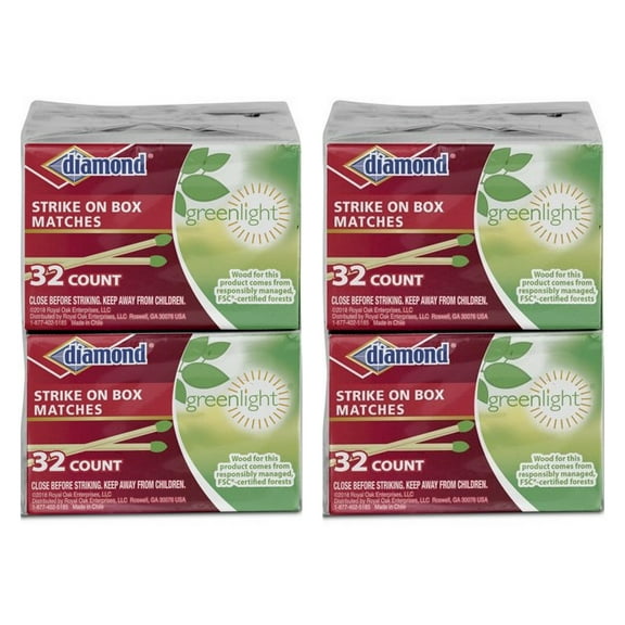 Diamond Greenlight Strike On Box Matches, 30 Packs for 32 Count Each - 640 matches total - Perfect for Camping, Lightning, barbeque birthday party