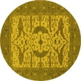thumbnail image 1 of Ahgly Company Machine Washable Indoor Round Oriental Yellow Industrial Area Rugs, 8' Round, 1 of 4