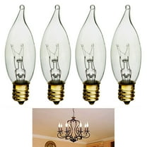 4 Clear 25W Candelabra Flame Tip Night Light Bulbs 120V Lamp Chandelier Sconce