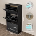 thumbnail image 3 of Shoe Storage Cabinet, Wood Shoe Organizer for Entryway with 3 Flip Drawers, Freestanding Shoe Rack with Adjustable Shelf, Narrow Shoe Dresser for Front Door Entrance Blake, 3 of 10