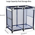 thumbnail image 3 of Pool Storage Bins Rolling Pool Storage Cart Organizer with Nylon Mesh Large Capacity with Iron Tube, 37" L x 25" W x 36" H Blue, 3 of 7