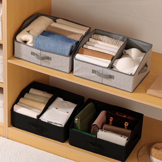 Contenedores plegables de almacenamiento Organizador trapecio de 6,34 galones – Tela no tejida, gris o negro, caja plegable grande de 15,75x12x7,87 pulgadas, caja plegable resistente para armario