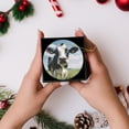 thumbnail image 5 of Round Christmas Ornament Ceramic Keepsake Holiday Christmas Decoration 2.95in - Black - And - White Cow in A Grassland, 5 of 6