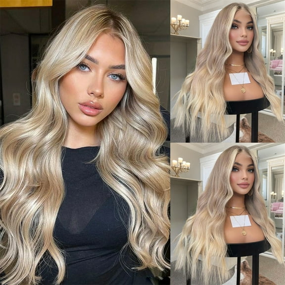 Elegant Ash Blonde Ombre Hightlight Body Wave Remy Human Hair Wig 13x4 Balayage HD Transparent Lace Front Wigs Human Hair Pre Bleached Pre Plucked Lace Frontal Human Hair Wig With Natural Hairline