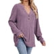 thumbnail image 3 of Camisa Henley de Larga para Mujer, Cuello en V, Suéteres Casuales Elegantes, Ropa de Moda para Otoño. Rojo Púrpura S, 3 of 10