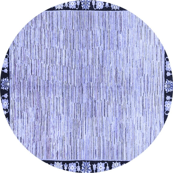 Ahgly Company Indoor Round Abstract Blue Modern Area Rugs, 6' Round