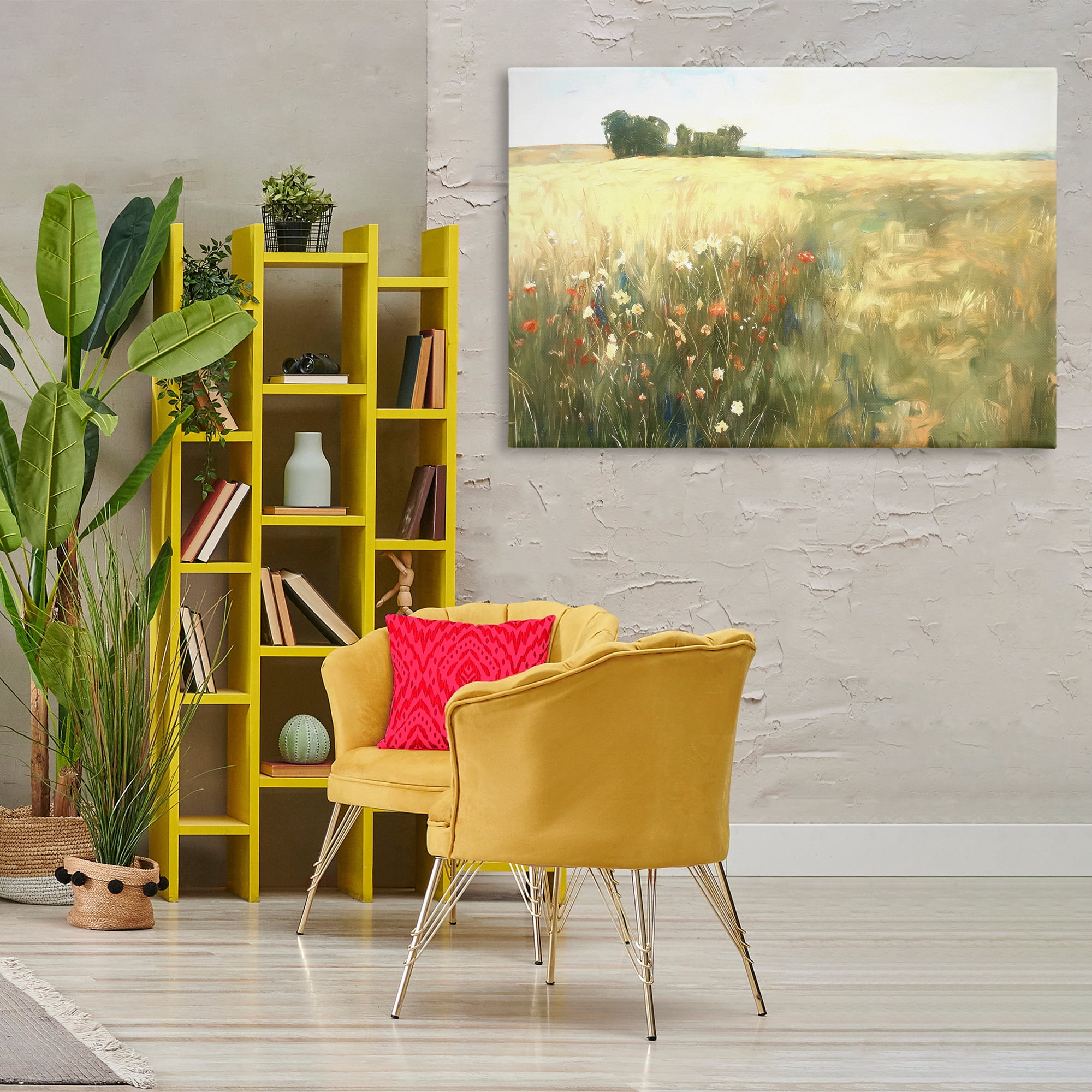 Stupell Industries Floral Prairie Meadow Landscape & Nature Painting Wrapped Canvas Art Print Wall Art, 45 x 30