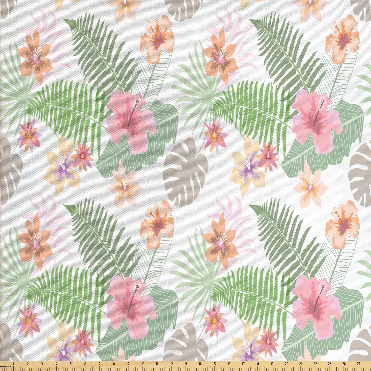 Botanical Fabric by The Yard, Floral Theme Multicolored Flowers and