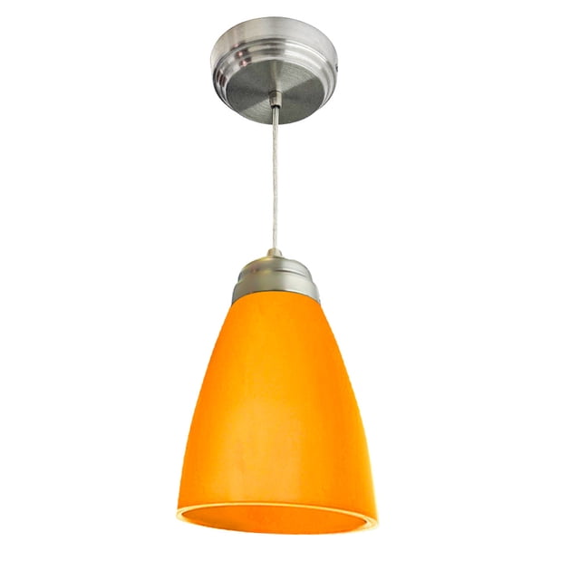 Lampara De Techo, Luz Ideal, Campana Chica Herraje Satín, Naranja