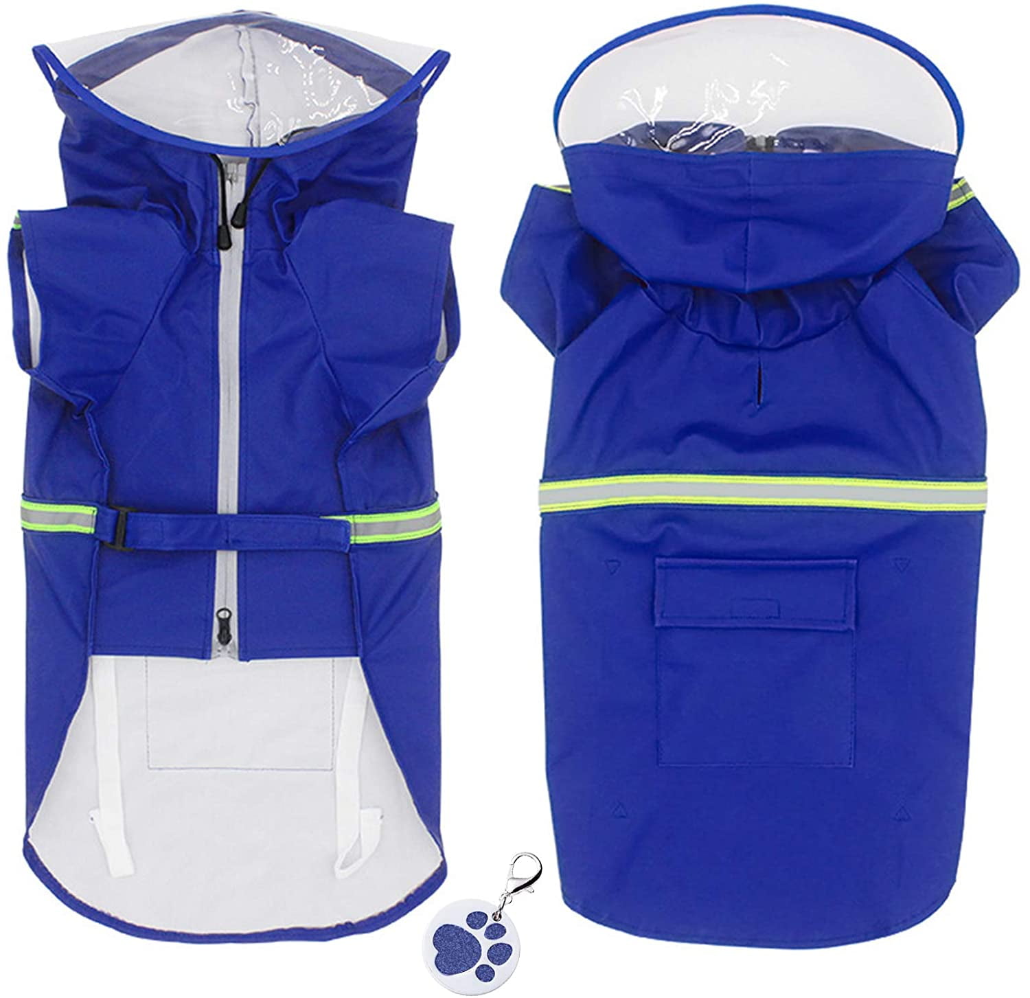 Bellaven Zipper Dog Raincoat for Medium Large Dogs with Hood