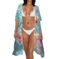 thumbnail image 4 of SCRAWLGOD Sea Turtle Floral Print Beach Cover Ups for Women Open Front Flowy Bathing Suit Cover Up Lightweight Quick Dry Swimsuit Coverup for Pool Party, 4 of 6