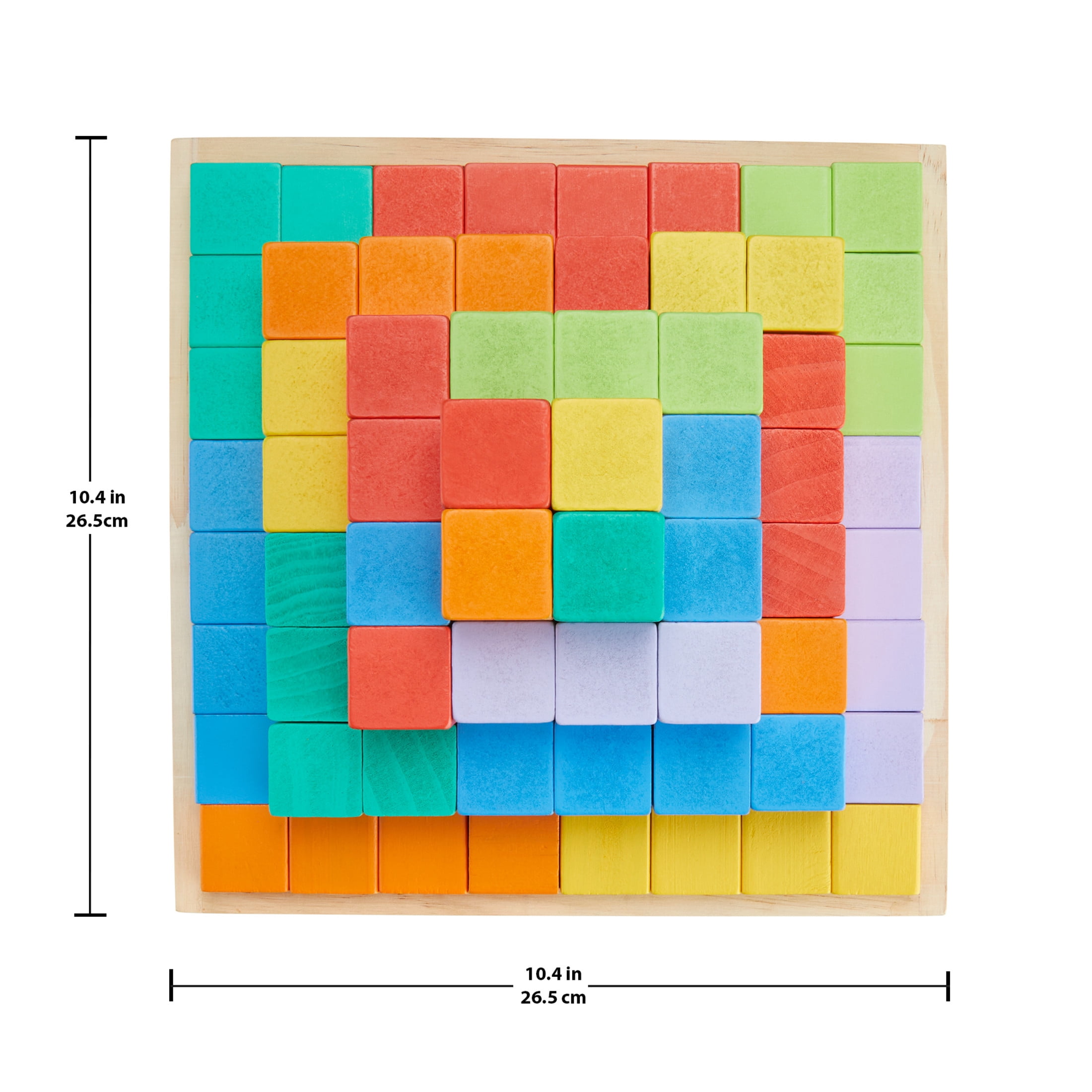 Fisher-Price Wooden Rainbow Stacking Building Blocks, Creative Play for Toddlers, 65 Wood Pieces