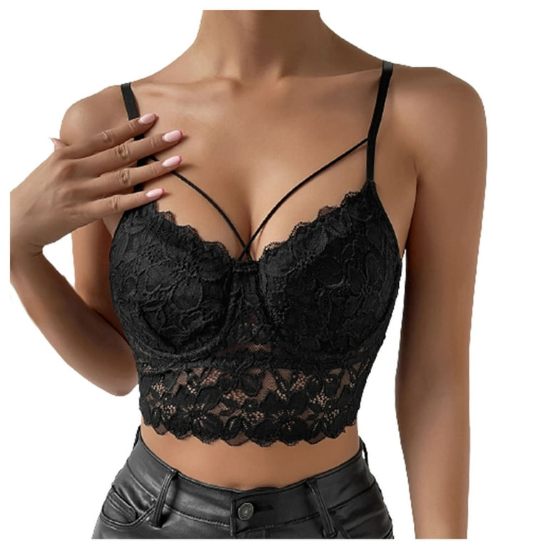 RYRJJ On Clearance Lace Corset Crop Top V Neck Elastic Straps for Party  Streetwear Going Out Clubwear Corset Tops for Women Bustier(01#Black,S) 