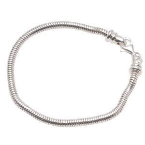 9 Inch Snake Chain Charm Bracelet With Screw End Lobster Clasp Compatible With Pandora Style