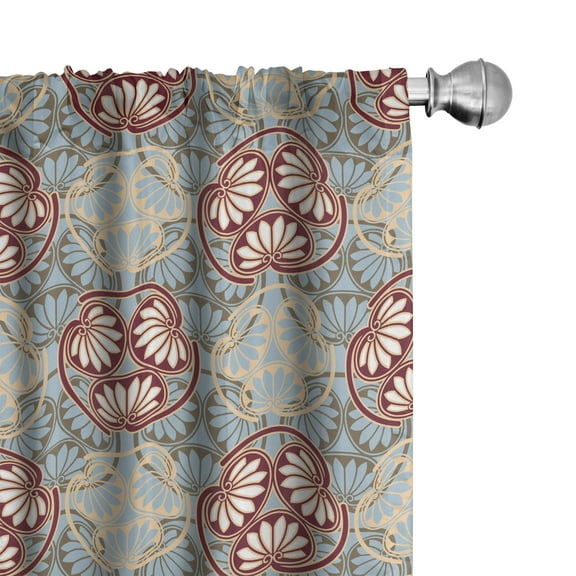 Ambesonne Japanese Curtains, Oriental Flower Design, Pair of 28"x84", Multicolor