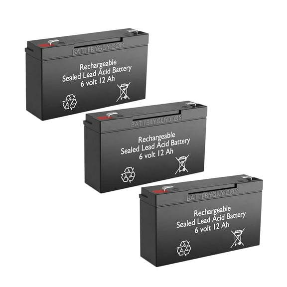 BatteryGuy 6v 12Ah rechargeable, High Rate Sealed Lead Acid battery (qty of 3)