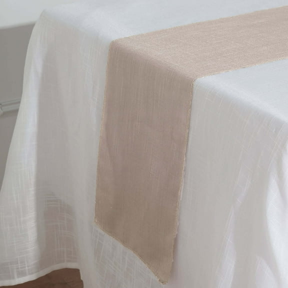 Efavormart 12"x108" TAUPE Premium Faux Linen Runner, Slubby Textured Wrinkle Free Table Runner